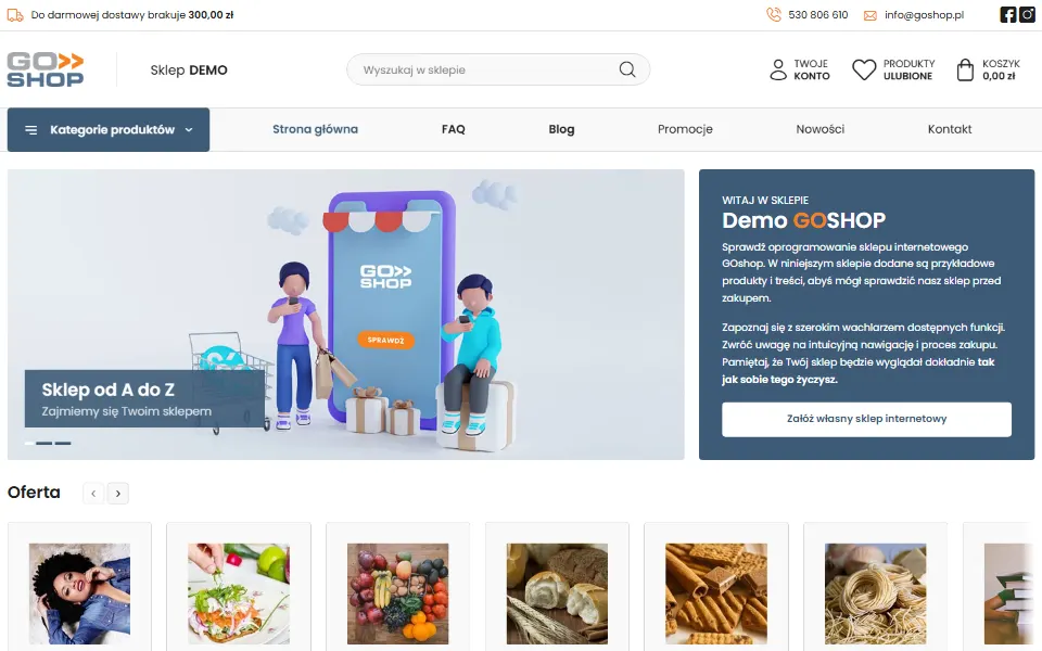 Sklep demonstracyjny GOshop z przykładowymi produktami